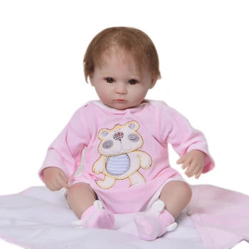 Tikroviška 17 Colių Mergina Baby Doll Minkšto Silikono Medvilnės Įstaiga Taip Miela Atgimsta Bonecas Dėvėti Rožinės Spalvos Lokys Romper Vaikų Gimtadienio Dovanos