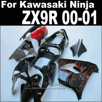 Tinka Kawasaki Ninja zx-9r zx9r airings 2000 m. 2001 m 00 01 ( Juodas raudonas liepsnos ) Abs Purvasargiai xl29