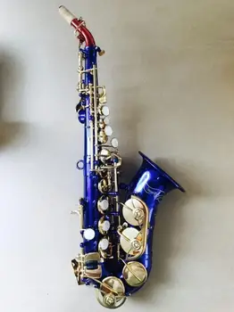 Tinkinti Mėlyna Puikiai Bb raktas Lenktas sopranas Saksofonas Mažas Lenktas Soprano Sax