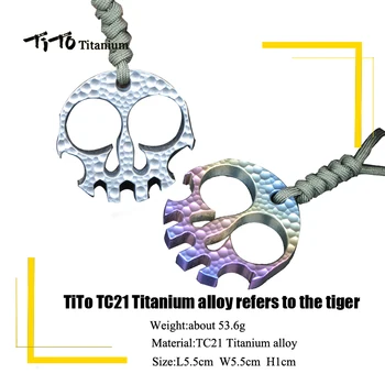 TiTo EDC titano lydinio mūrininkų meteorito krateris modelis kaukolė dizaino nurodo papuošalai keychain Titano suktuko