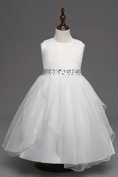 Tiulio Nėrinių Gėlių Mergaitės Suknelė Balta Princesė Suknelė Vestuvių, Gimtadienio Merginos Kamuolys Suknelė vestido infantil Merginos Prom Dress