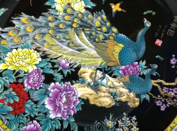 TNUKK Bauda Kinijos Senas, Rankų dažytos Keramikos didelis Porceliano plokštelės povas rodo savo uodegą,