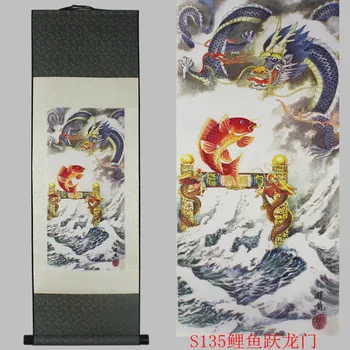 TNUKK Dragon modelis šilko tapybos apdailos pažymėkite tapybos ir naują ypatingą dovaną didmeninė Dragon Karpis šuolis Longmen.