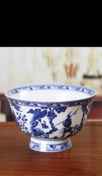 TNUKK Išskirtinį Kinijos Klasikinės Mėlynos ir Baltos spalvos Porceliano Laimingas Senovės Žmonės Dubenį.