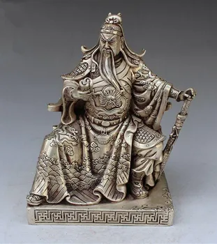 TNUKK Kolekcines, Papuoštas rankų darbas Tibeto Sidabro Guan gong guan yu statula šeimos apdailos dovana metalo rankdarbių Statula