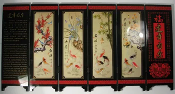 TNUKK Stalas dekoratyvinis kinijos žuvų ir lotus 6 pultas lankstymo ekraną.