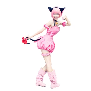 Tokyo Mew Mew Ichigo (Apsireiškimo) Momomiya Cosplay Kostiumų rožinė Suknelė