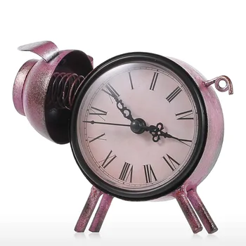 Tooarts Piggy Laikrodis Rankų darbo Senovinių Metalo Kačių Figūrėlės Išjungti Stalo Laikrodis Praktinių Laikrodis Viena AA Baterija Miniatiūriniai Namų Dekoro