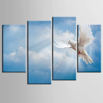 Top Wall Deocr Canvas Painting 4 Pcs Blue sky pigeon Printed Oil Pictures Beauty In Home Living Room No Frame or framed/ZT-3-50