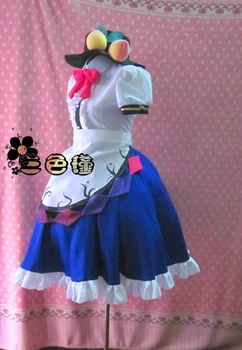 Touhou Project Hinanawi Tenshi cosplay, anime cosplay kostiumas su skrybėlę
