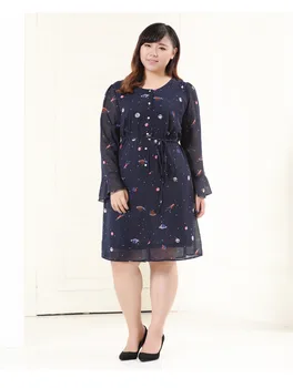 TUHAO plius dydis 5XL 6XL 7XL 8XL 9XL 10XL Blyksnius rankovės moterų šifono suknelė iki 2017 m. rudenį moterų drabužiai spausdinti moterų suknelės MS07