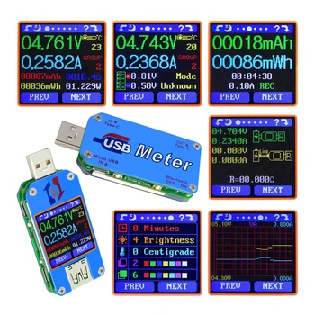 UM25C DC USB testeris Voltmeter ammeter srovė metrų talpa ekranas qc2.0 greitas įkroviklis, Baterija Bankas detektorius