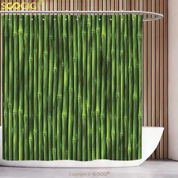 Unikali Dušo Užuolaidos Bambuko Dekoro Bambuko Stiebų Modelis Atogrąžų Gamta Įkvėpė Fone Spausdinti Azijos Gyvūnijos Zen Dekoro Žalia