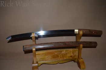 Unikalus Japonijos samurajų kardas WAKIZASHI KARDAI raudonmedžio labai griežti 1095 didelis anglies plieno full tang aštrių mūšį pasirengę