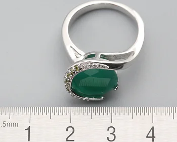 Unikalus Žalia Stone12*12mm pusbrangių Akmenų, Sidabro kietas moterų Žiedas Q1113