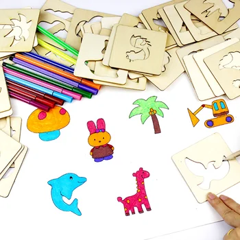Unisex Piešimo Žaislų Rinkinys Medžio Vaikų Piešiniai Nustatyti Priemones, Berniukų, Mergaičių, Kūdikių Doodle Atkreipti Tapybos Formą Mažylis Berniukas Mergaitė