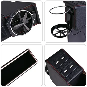 Universalus Automobilių Stilius PU Odos, 4 USB Automobilių Mokestis Sėdynės Skirtumas Kūrybos talpinimo Organizatorius Taurės Gėrimo Laikiklis Priimti Lašas Laivybos
