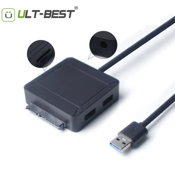 USB 3.0 prie SATA III Kietojo Disko Adapteris Kabelio Paramos UASP už 2.5 3.5 colių SSD HDD su 2-Port USB 3.0 ir SD/TF Kortelių Skaitytuvas