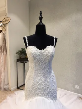 Užtrauktukas Atgal Vestuvių Suknelė 2018 Naujas Stilius Spagečiai Dirželiai Undinė Vestuvių Suknelės Valymo Traukinio vestido de novia