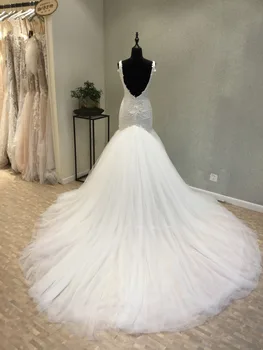 Užtrauktukas Atgal Vestuvių Suknelė 2018 Naujas Stilius Spagečiai Dirželiai Undinė Vestuvių Suknelės Valymo Traukinio vestido de novia