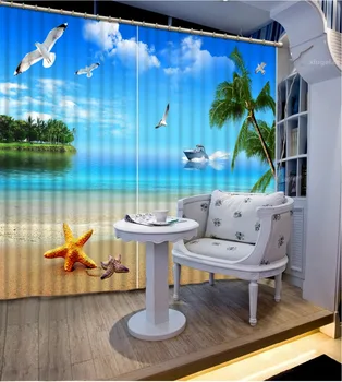 Užuolaidos 3d kambarį Užsakymą bet kokio dydžio beach gamtos peizažas namų dekoro namų dekoro 3d užuolaidos