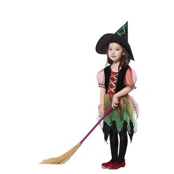 Vaikai helovinas ragana cosplay kostiumų, Drabužių ragana apsiaustu, su skrybėlę vaikai etape šalies kostiumų Elf Cosplay Suknelė Šanchajaus Istoriją