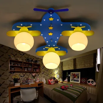 Vaikų kambarys sieniniai šviestuvai berniukų asmenybių trumpas originalumas animacinių filmų miegamasis mėlyna orlaivių priedai veltiniams, vilna lempa ZA821