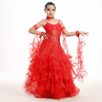 Vaikų Sportinių Šokių Konkursas Suknelės Naujausias Dizaino Vaikai Šiuolaikinės Valsas Tango Suknelė Daugiasluoksnės Šiuolaikinių Šokių Standarto Suknelė 89