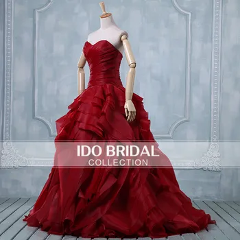 Vakarų Stiliaus Vestuvinė Suknelė Karšto Pardavimo Saldus Angelas Madingas Raudonas Kamuolys Suknelė Pynimas Sijonas Elegantiškas Vestuvių Suknelės (ASA-024)