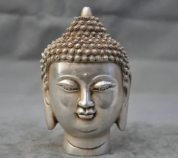 Varis Žalvaris Namų Metalo Amatų Tibetas Tibeto Budizmas Baltos Spalvos Vario Buda Shakyamuni Galva, Krūtinė Statula Statulėlės