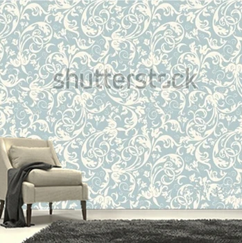 Vartotojo 3D freskomis,fonas šviesiai mėlyna spalva stiliaus Damaske ,gyvenamasis kambarys su sofa-lova, TV wall miegamojo sienos popieriaus