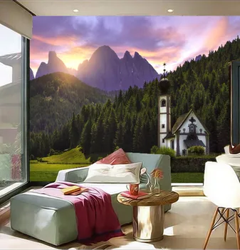Vartotojo 3D freskomis,Italija Kalnas, Šventyklos, Miškai, Gamta tapetai papel de parede,gyvenamasis kambarys su sofa-lova, TV wall miegamojo sienos popieriaus