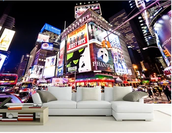Vartotojo 3D freskomis,niujorke Times Square Gatvė Naktį,gyvenamasis kambarys su sofa-lova, TV wall miegamojo sienos popieriaus