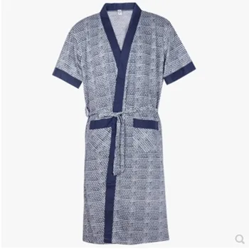 Vasaros Drabužius Vyrams Medvilnės Trumpas rankovėmis vyriški japonų Stiliaus Chalatas Medvilnės Sleepwear Plonas Plius Dydis 4XL