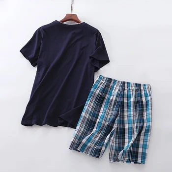 Vasaros išpardavimas medvilnės V-kaklo šortai vyrams homewear trumpas rankovės sleepwear pajama komplektai vyrų pijamas hombre pižamos mens