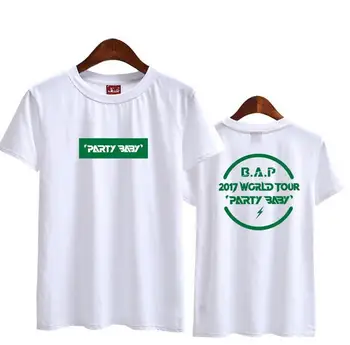 Vasaros stiliaus naujas atvykimo bap b.a.p koncertų šalies kūdikių spausdinimas o kaklo trumpomis rankovėmis t-shirt kpop marškinėliai tee viršų