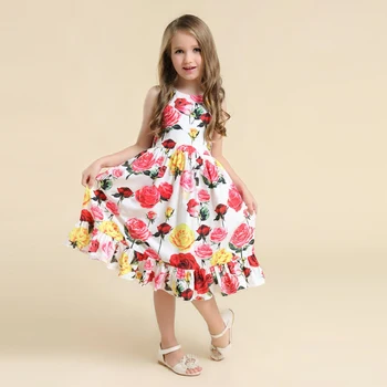 Vasaros vaikų drabužių šeimos look drabužių mergina rankovių didelis hems suknelė sesuo atrodo beach suknelė motina dukra gėlių suknelė
