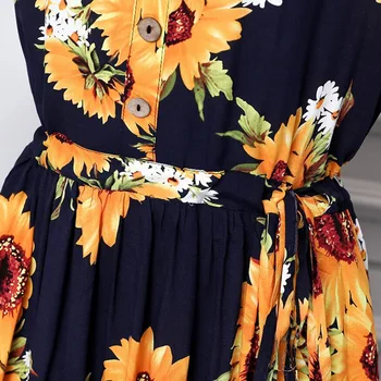 Vasarą moterys Suknelė 2018 Medvilnės O-kaklo Spausdinti Ilgas Elegantiškas Suknelės Ponios Atsitiktinis Palaidų Gėlių Mados trumpomis rankovėmis plius dydis Suknelė