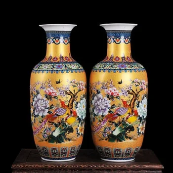 Vaza Jingdezhen Keramikos Vaza Vintage Stiliaus Kinijos Gyvūnų Vaza Bauda Lygaus Paviršiaus, Namų Puošybai patalpų įrengimui skirti Dirbiniai