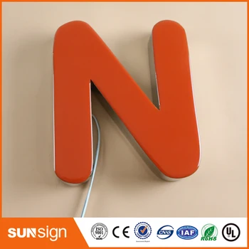 Veidas šviečia epoksidinės dervos LED kanalo laišką ženklas mini metalo raidė
