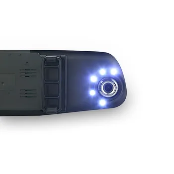 Veidrodinės kameros DVR vaizdo įrašymo stebėti, automobilių stovėjimo aikštelė 4.3 DVR su LED ir plataus kampo naktinio matymo galinio vaizdo kamera, dual lens dvr detektorius