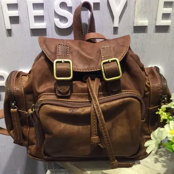 Vendange naujas mados atsitiktinis moterų Europos ir Amerikos vintage Stiliaus rankų darbo mini natūralios odos backpack2234