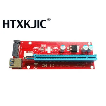 VER 007S Raudona PCI-E PCI-E Express Stove Kortelės 1x iki 16x SATA Molex Maitinimo + USB 3.0 Duomenų Kabelis BTC Miner Mašina 50set