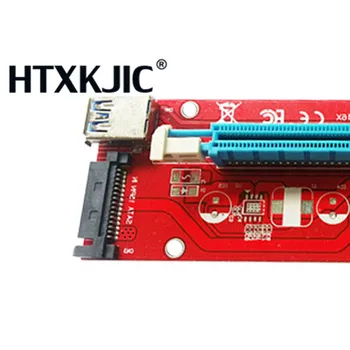 VER 007S Raudona PCI-E PCI-E Express Stove Kortelės 1x iki 16x SATA Molex Maitinimo + USB 3.0 Duomenų Kabelis BTC Miner Mašina 50set