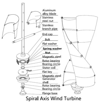 Vertikalios Ašies Vėjo Turbinos Generatorius VAWT300W 12V Šviesos ir Nešiojamų Vėjo Generatorius Stipri ir Rami