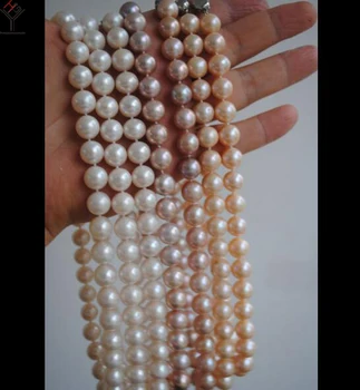 Vestuvių Moterų Papuošalai Karoliai 10-11mm Pearl Choker baltos, rausvos, Violetinės Perlamutro Natūralių Gėlavandenių Perlų