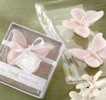Vestuvių žvakė naudai--Rožinis drugelis žvakė Baby shower gimtadienio malonių dovanų 100vnt/daug SN1406
