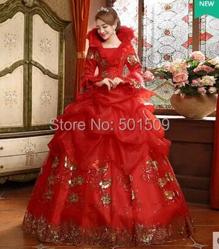 Viduramžių ir Renesanso Suknelė gaisro karalienė raudonas ventiliatorius apykakle suknelė atveju Kostiumas Viktorijos Gotika marija Antuanetė Kolonijinės Belle Kamuolys