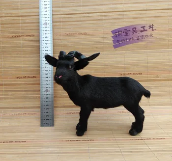Vidurio modeliavimas ožkos modelis dervos&kailis juodas mielas avių žaislas lėlės modelio dovana, apie 26x21cm 2250