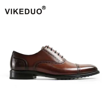 Vikeduo 2018 Handmade Vintage retro lace-up fashion Wedding Party Designer Dance male dress Genuine Leather Men Oxford Shoes